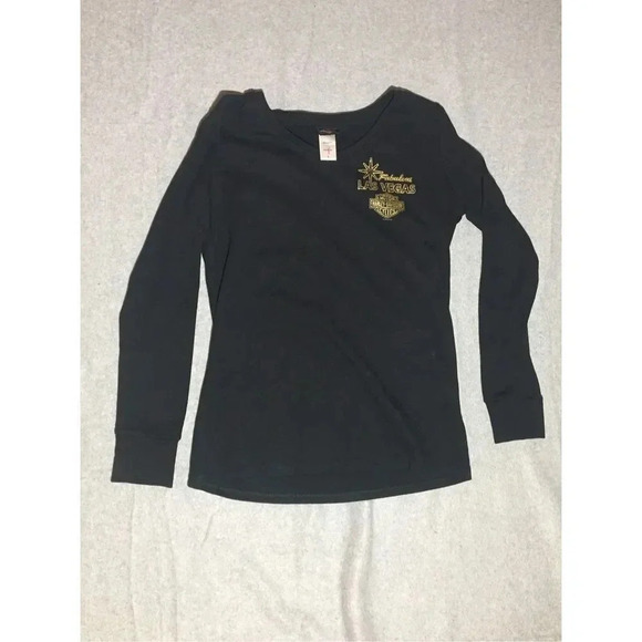 Harley-Davidson Tops - Womens Harley Davidson Shirt Size Large Las Vegas Motorcycle V Neck Grunge